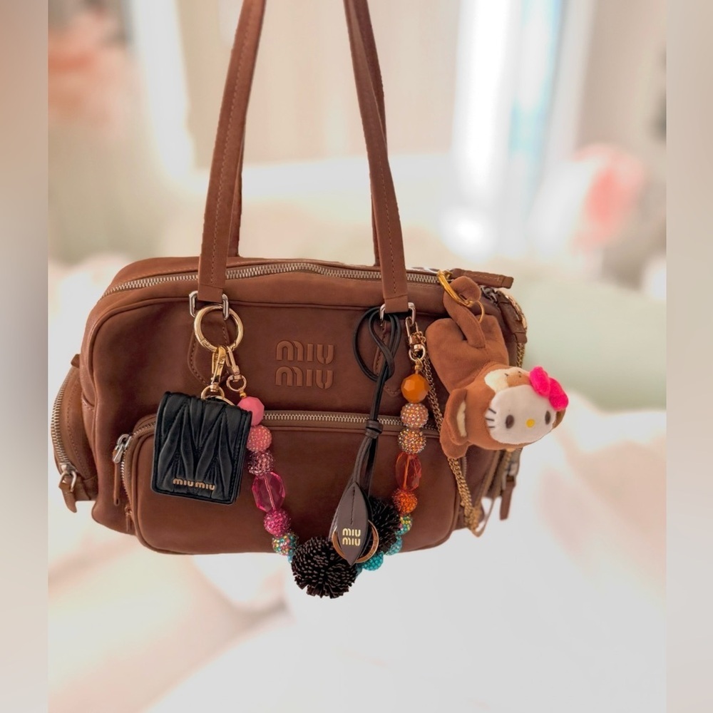 Miu Miu Top Handle Shoulder Bag Handbag Tote with Pockets in Brown Nappa Leather - Picture 10 of 14